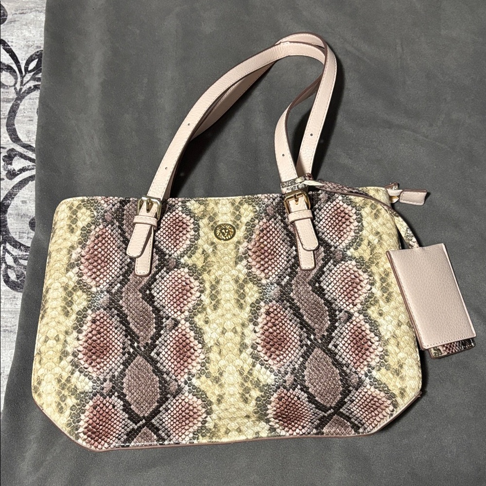 Anne Klein Beige and Brown Snake Print Shoulder Bag NWOT